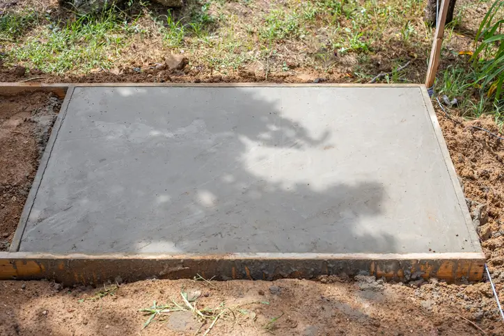 Finished concrete shed base in Langley
